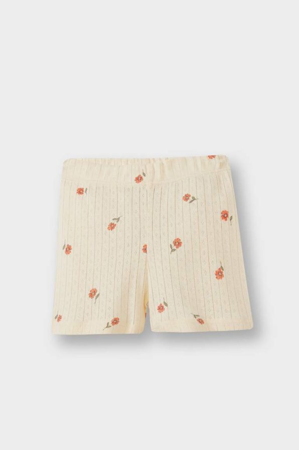 Girls' Floral Short Sleeve Pajama Set with Elastic Waist Shorts
