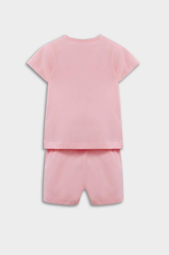 Girls' Unicorn Print Short Sleeve Pajama Set with Elastic Waist Shorts