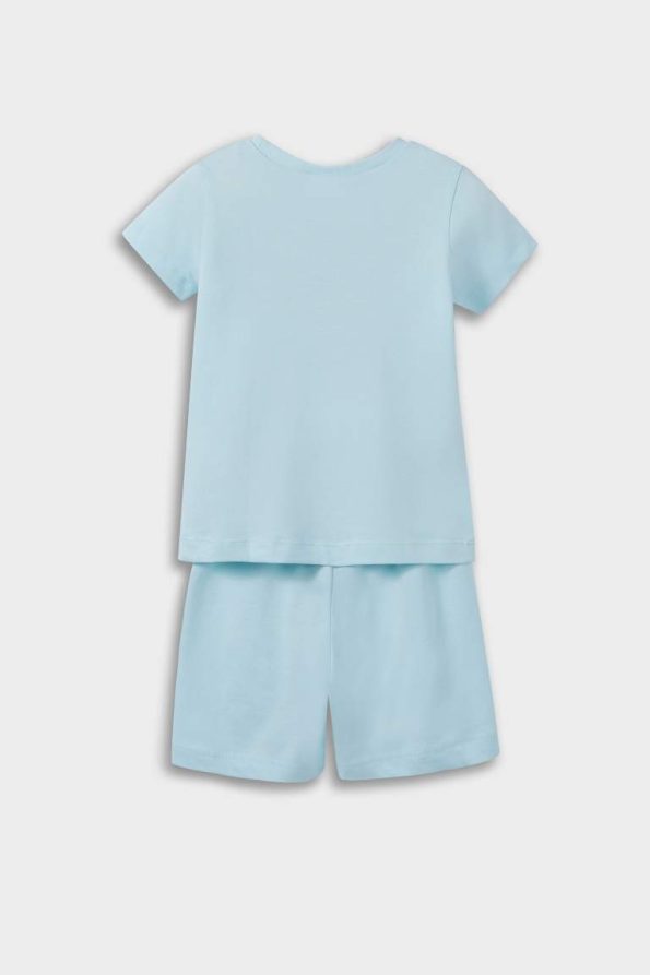 Girls' Baby Pajama Set with Anime Print and Elastic Waist Shorts