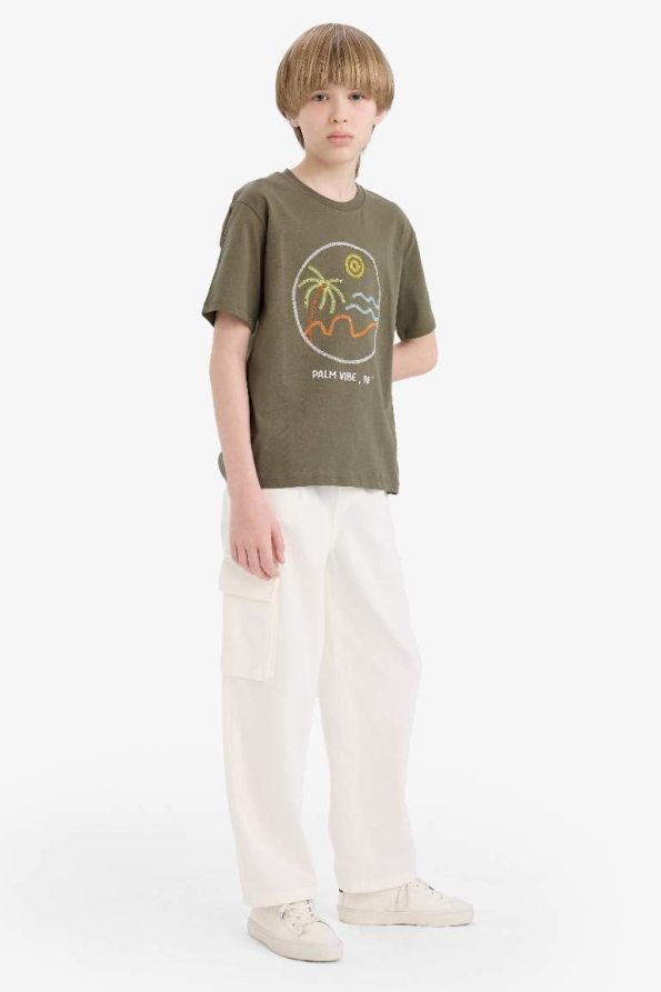 Boys' Wide Leg Standard Fit Gabardine Trousers