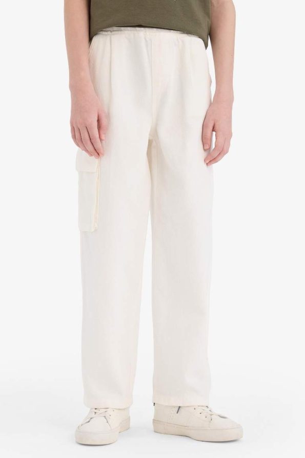Boys' Wide Leg Standard Fit Gabardine Trousers