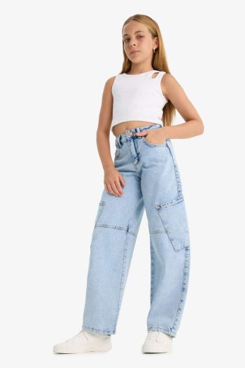Girls' Baggy Fit Wide Leg Jeans