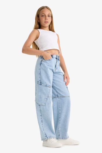 Girls' Baggy Fit Wide Leg Jeans