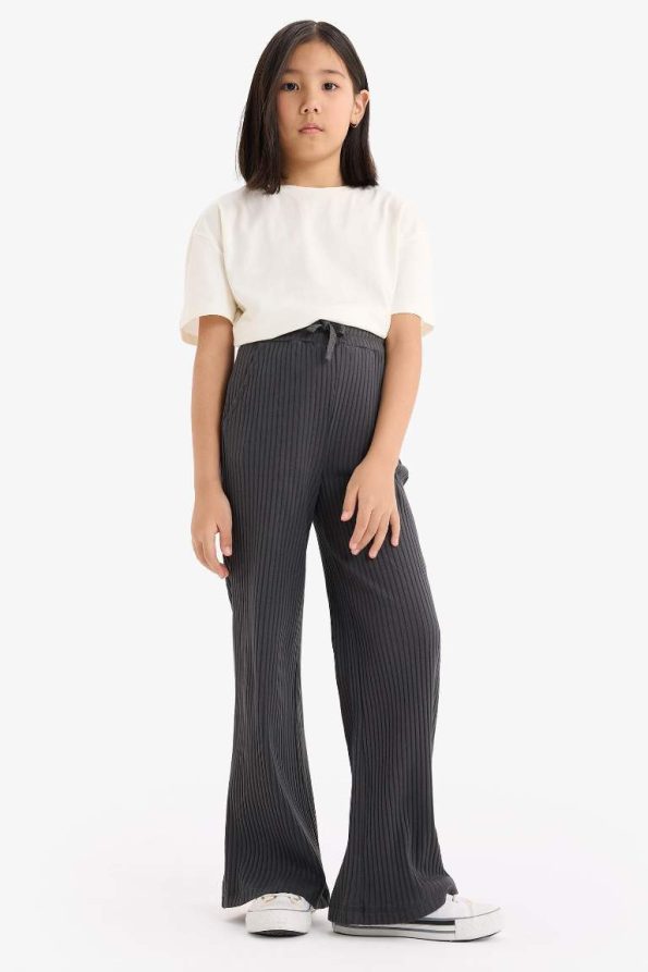 Girls' Elastic Waist Wide Leg Trousers