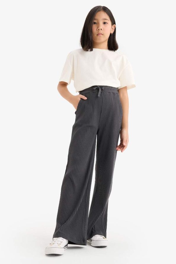 Girls' Elastic Waist Wide Leg Trousers