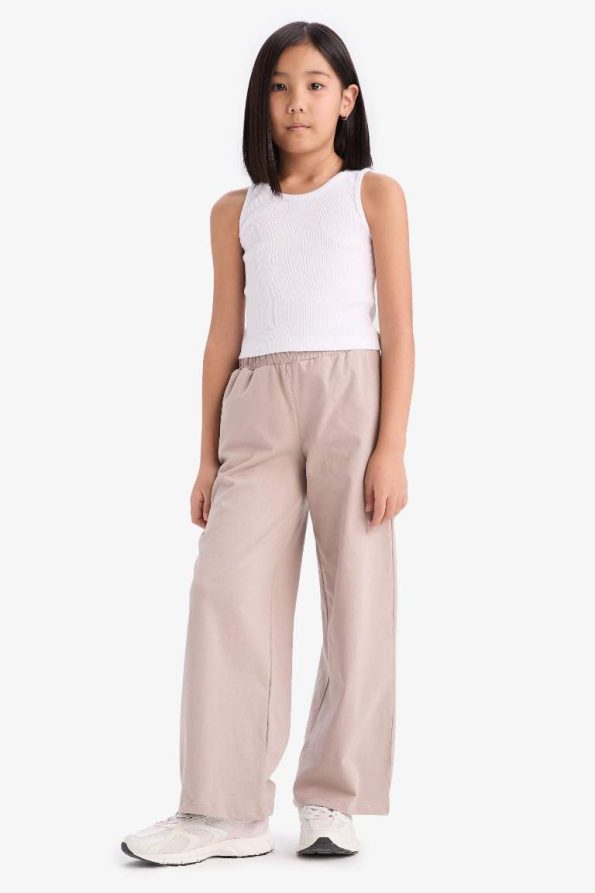 Girls' Elastic Waist Wide Leg Pants