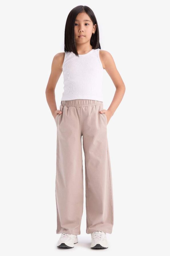 Girls' Elastic Waist Wide Leg Pants