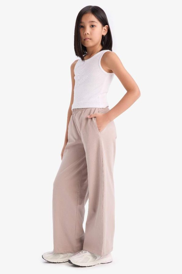 Girls' Elastic Waist Wide Leg Pants