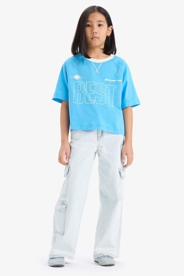 Girls' Boxy Fit Printed Short Sleeve T-Shirt