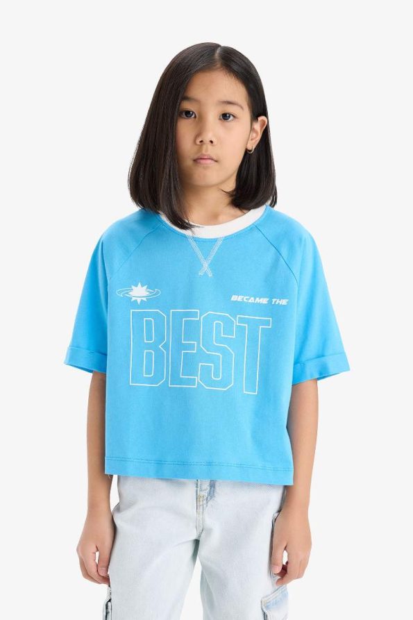 Girls' Boxy Fit Printed Short Sleeve T-Shirt