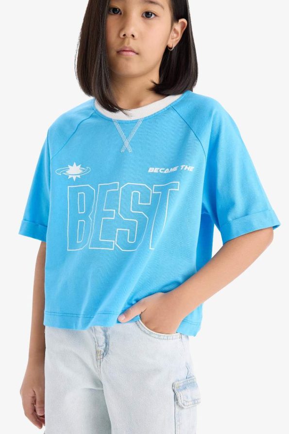 Girls' Boxy Fit Printed Short Sleeve T-Shirt