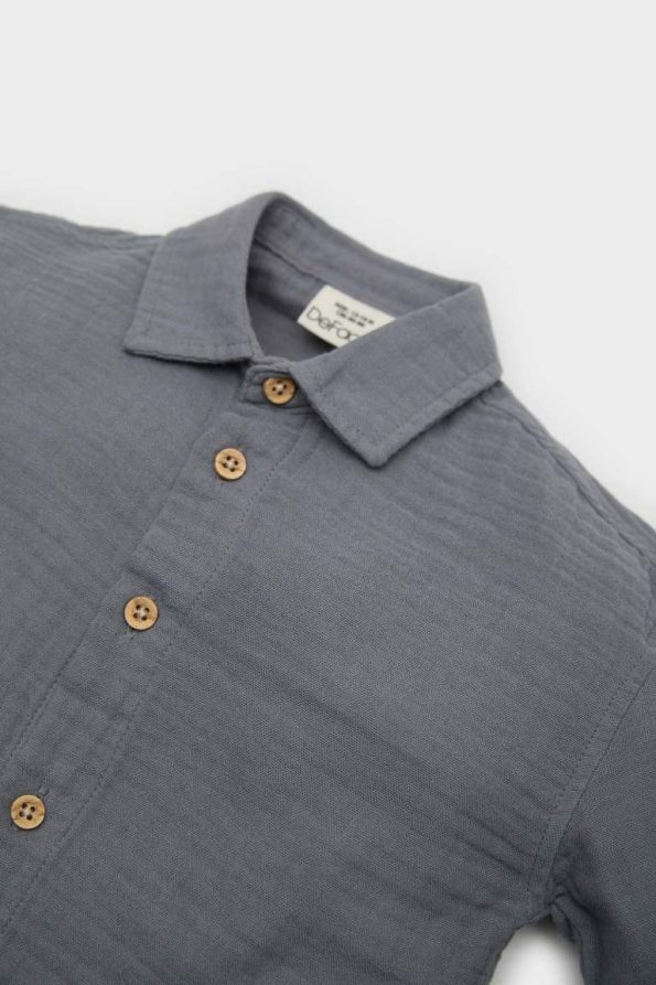 Boys' Woven Label Long Sleeve Muslin Shirt