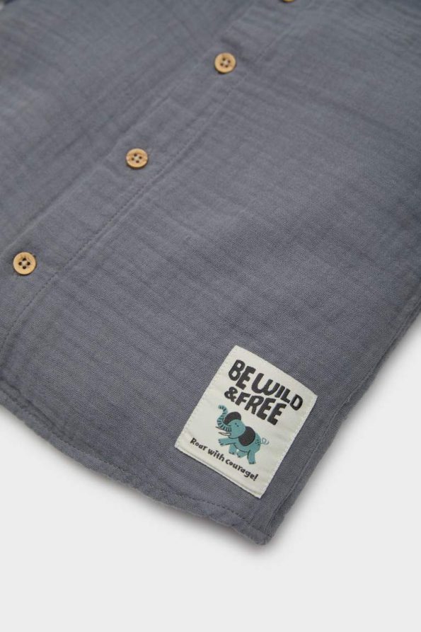 Boys' Woven Label Long Sleeve Muslin Shirt