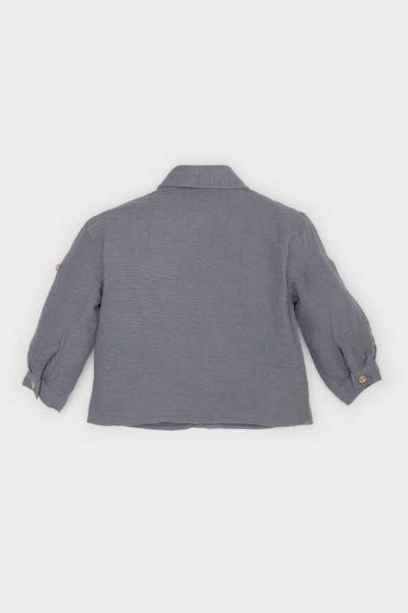 Boys' Woven Label Long Sleeve Muslin Shirt