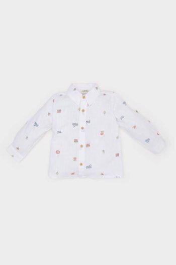 Boys' Animal Print Long Sleeve Poplin Shirt