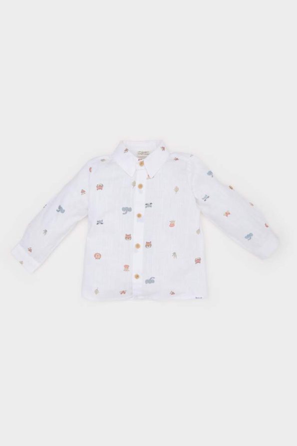 Boys' Animal Print Long Sleeve Poplin Shirt