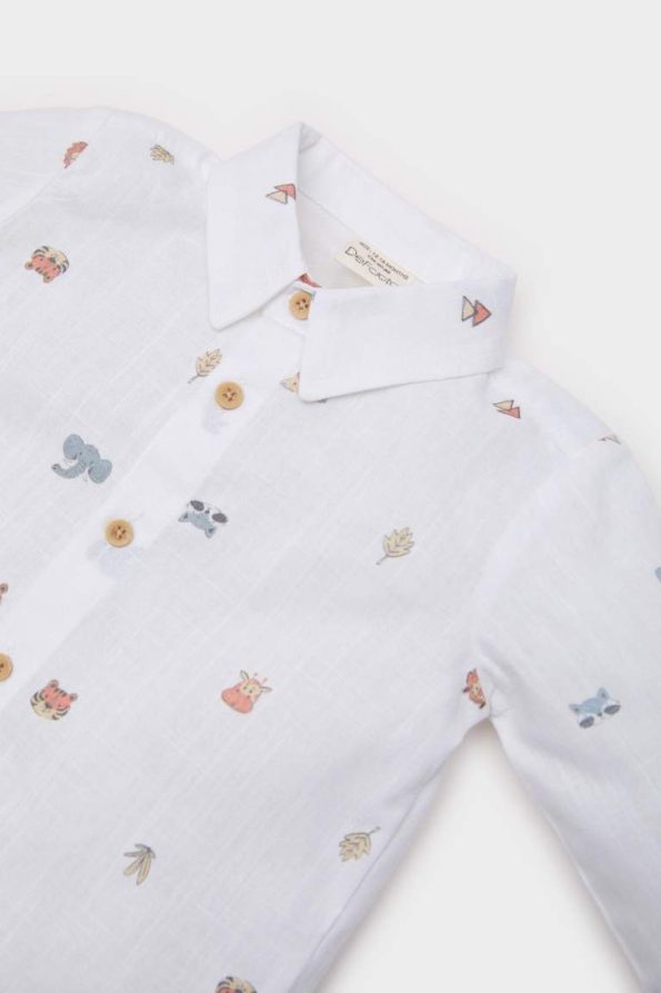 Boys' Animal Print Long Sleeve Poplin Shirt