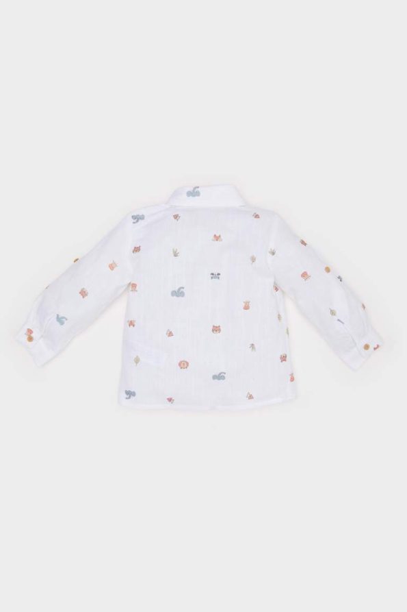 Boys' Animal Print Long Sleeve Poplin Shirt