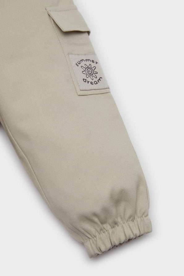 Boys' Elastic Waist Cargo Pocket Gabardine Pants