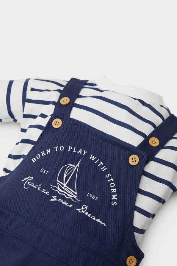 Boys' 2-Piece Striped Long Sleeve T-Shirt and Overalls Set