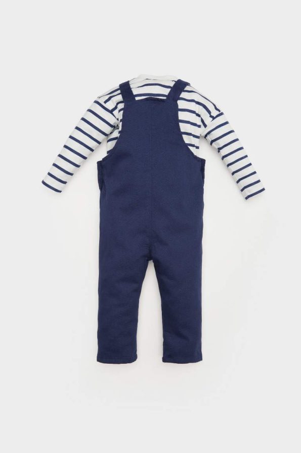 Boys' 2-Piece Set Striped Long Sleeve T-Shirt and Dungarees