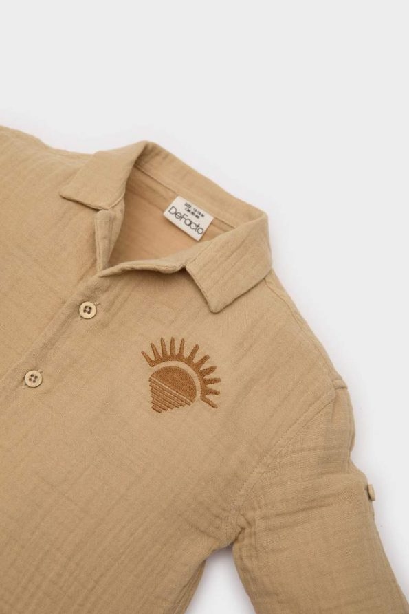 Boys' Embroidered Muslin Long Sleeve Shirt