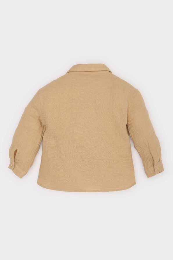 Boys' Embroidered Muslin Long Sleeve Shirt