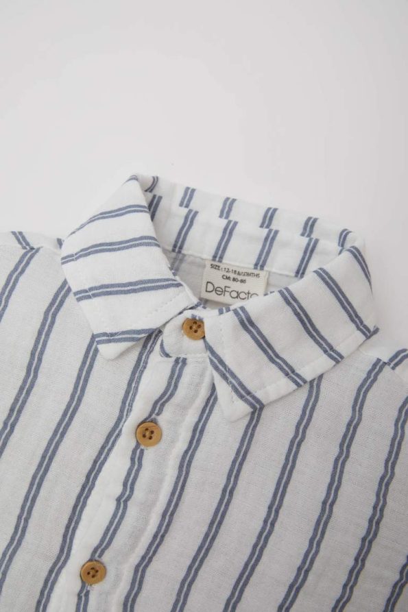 Boys' Two-Piece Set with Striped Shirt and Elastic Waist Pants