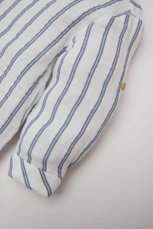 Boys' Two-Piece Set with Striped Shirt and Elastic Waist Pants