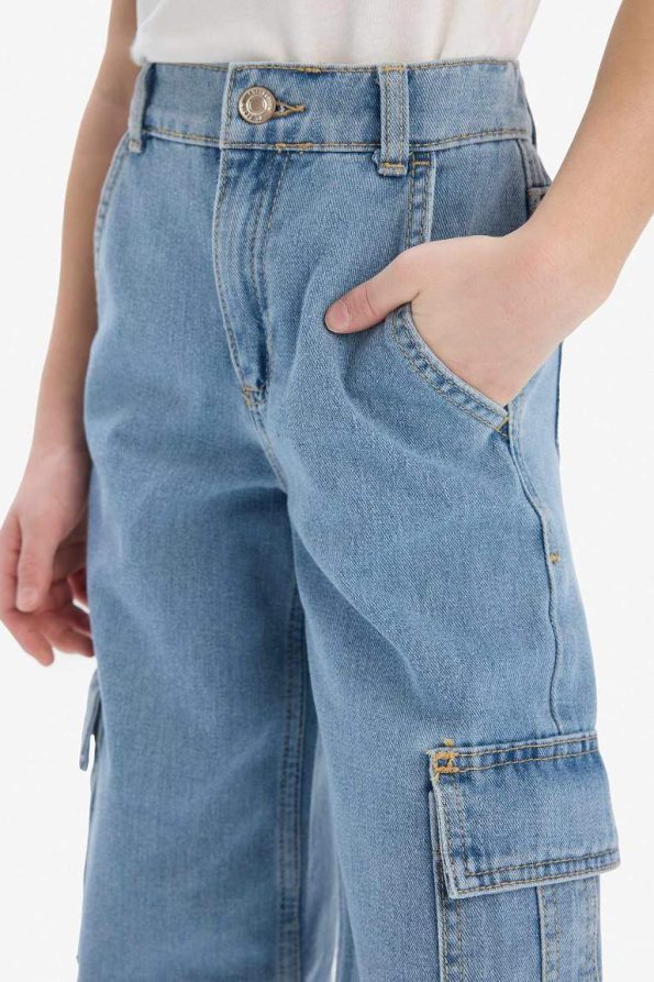 Girls' Wide Leg Cargo Jeans