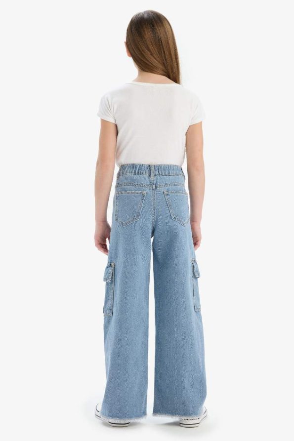 Girls' Wide Leg Cargo Jeans
