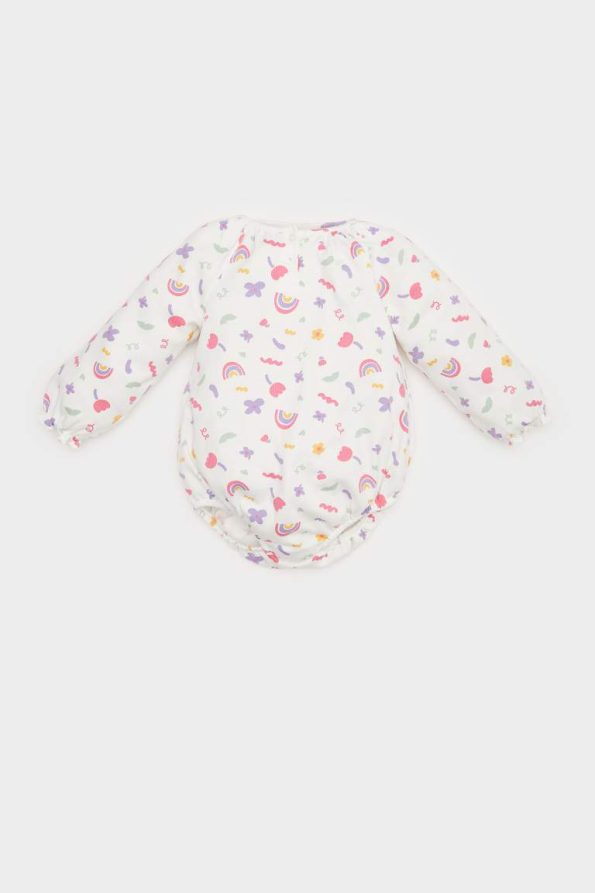 Baby Girl Newborn Rainbow Print Waffle Long Sleeve Bodysuit