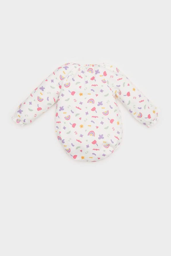 Baby Girl Newborn Rainbow Print Waffle Long Sleeve Bodysuit