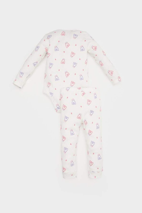 Girls' Baby 2-Piece Floral Ribbed Long Sleeve Bodysuit with Pants
