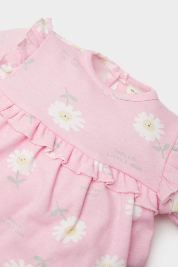 Newborn Baby Girl 2-Piece Floral Long Sleeve Romper Dress with Socks