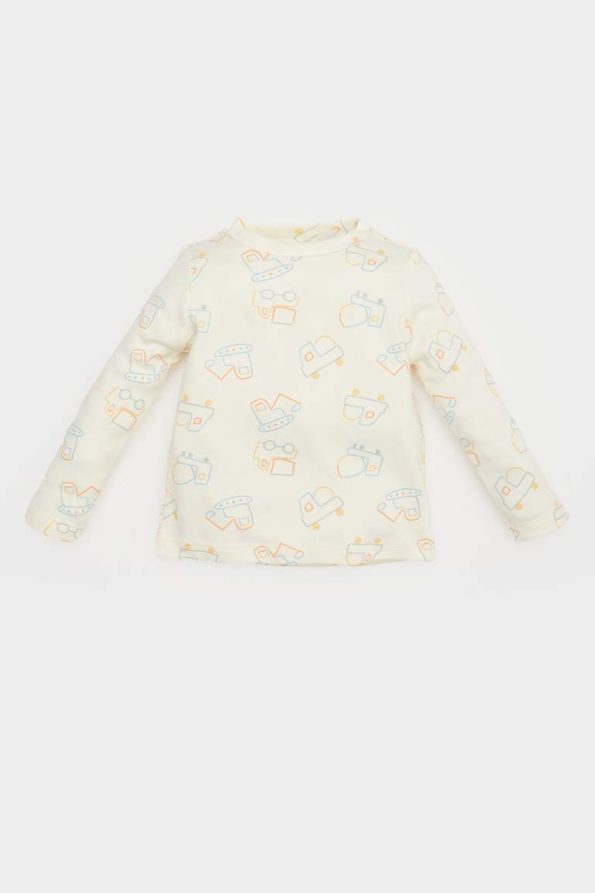 Boys' 2-Piece Set with Vehicle Print Long Sleeve T-Shirt and Overalls