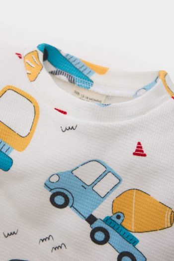 Baby Boy Newborn Bicycle Neck Graphic Waffle Long Sleeve T-Shirt 2-Pack