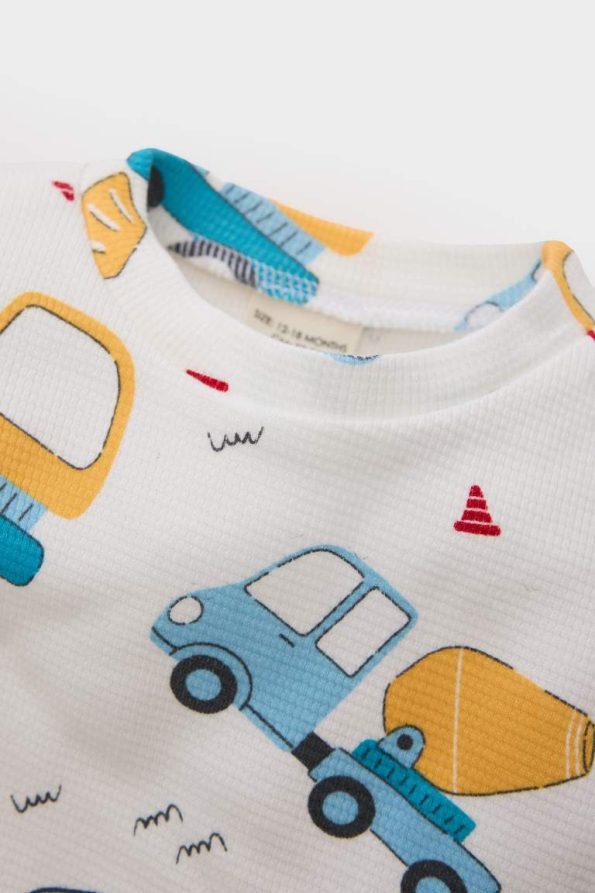 Baby Boy Newborn Bicycle Neck Graphic Waffle Long Sleeve T-Shirt 2-Pack