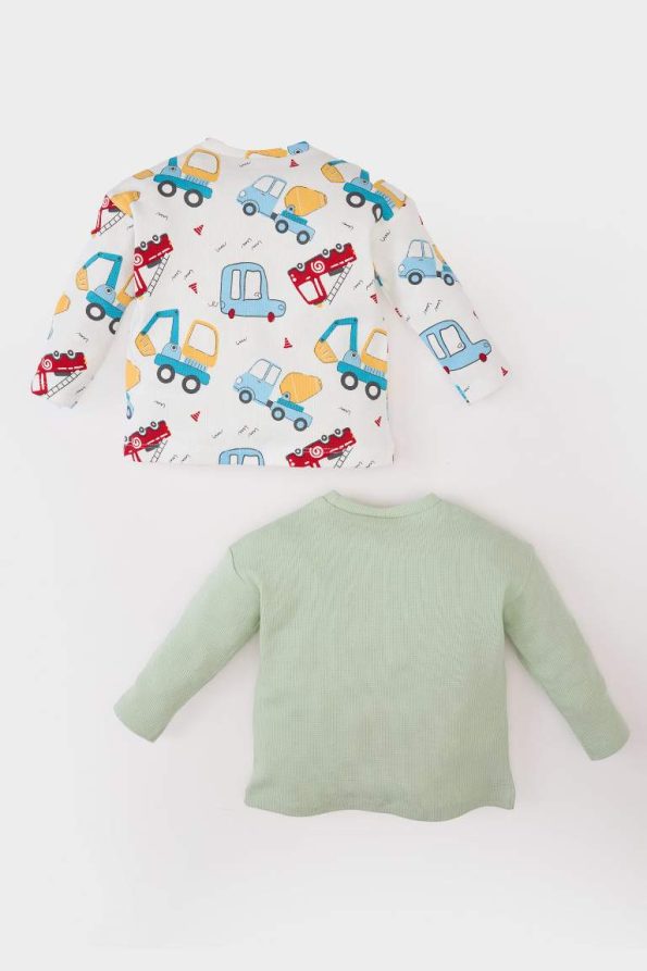 Baby Boy Newborn Bicycle Neck Graphic Waffle Long Sleeve T-Shirt 2-Pack