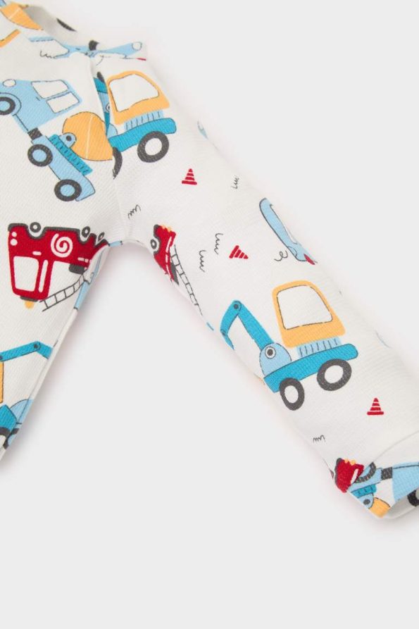 Boys' Newborn Vehicle Print Long Sleeve Waffle Romper