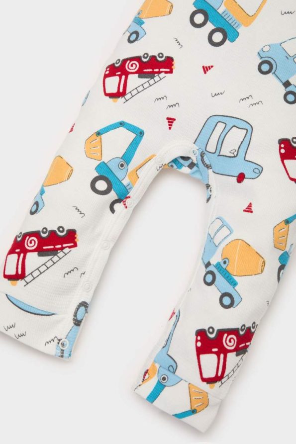 Boys' Newborn Vehicle Print Long Sleeve Waffle Romper