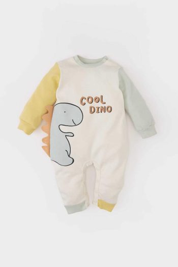Baby Boy Newborn Dinosaur Print Long Sleeve Romper