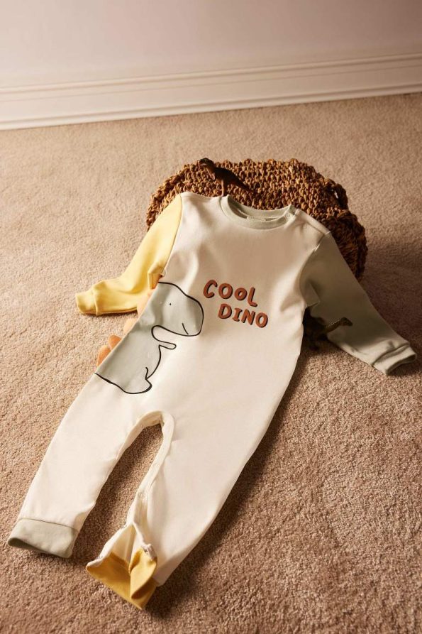 Baby Boy Newborn Dinosaur Print Long Sleeve Bodysuit