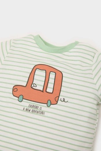 Baby Boy Newborn Bicycle Neck Long Sleeve Snap Bodysuit with Vehicle Print