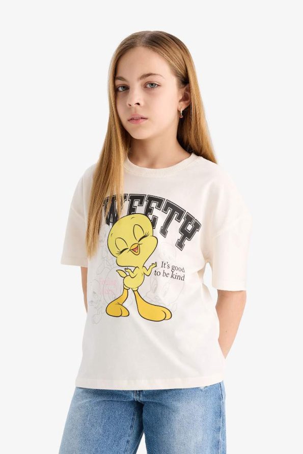 Girls' Looney Tunes Relaxed Fit Crew Neck Short Sleeve T-Shirt