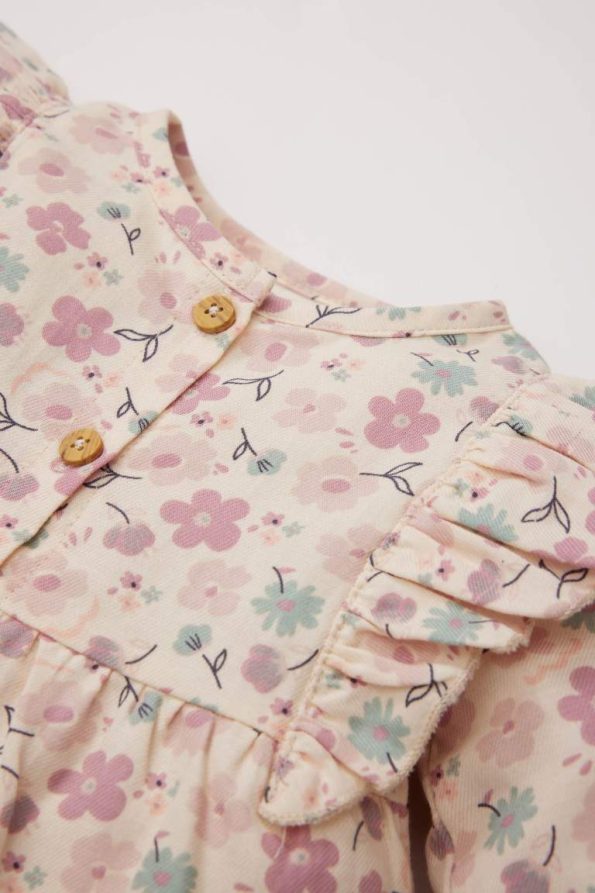Girls' Floral Twill Long Sleeve Shirt