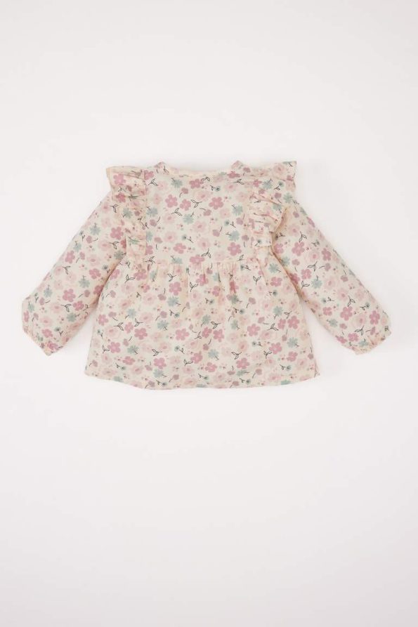 Girls' Floral Twill Long Sleeve Shirt