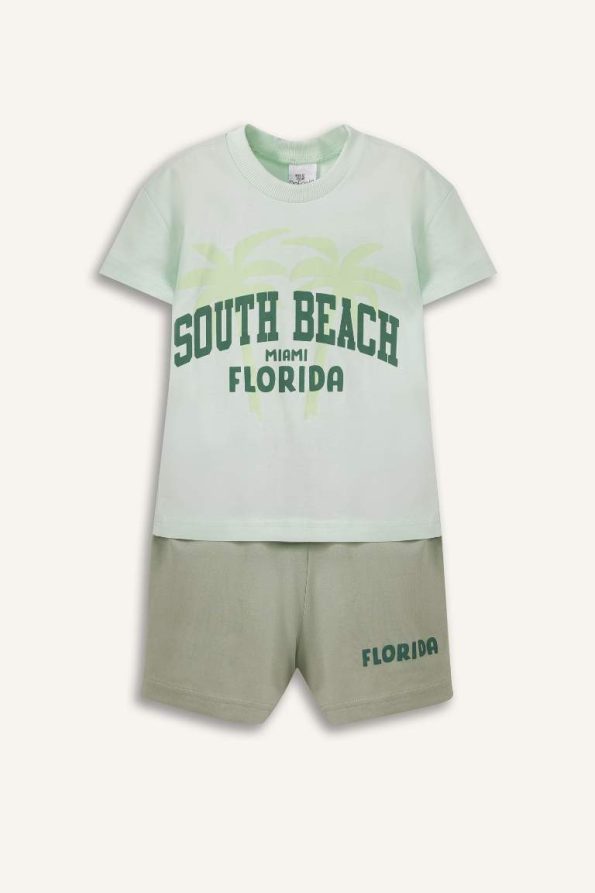 Boys' 2-Piece Set with Printed Short Sleeve T-Shirt and Elastic Waist Shorts
