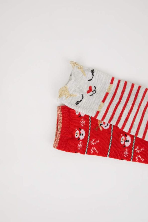 Seamless Cotton Long Socks Set for Baby Girls - Christmas Theme