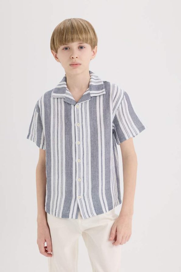 Boys' Oversized Polo Collar Short Sleeve Shirt